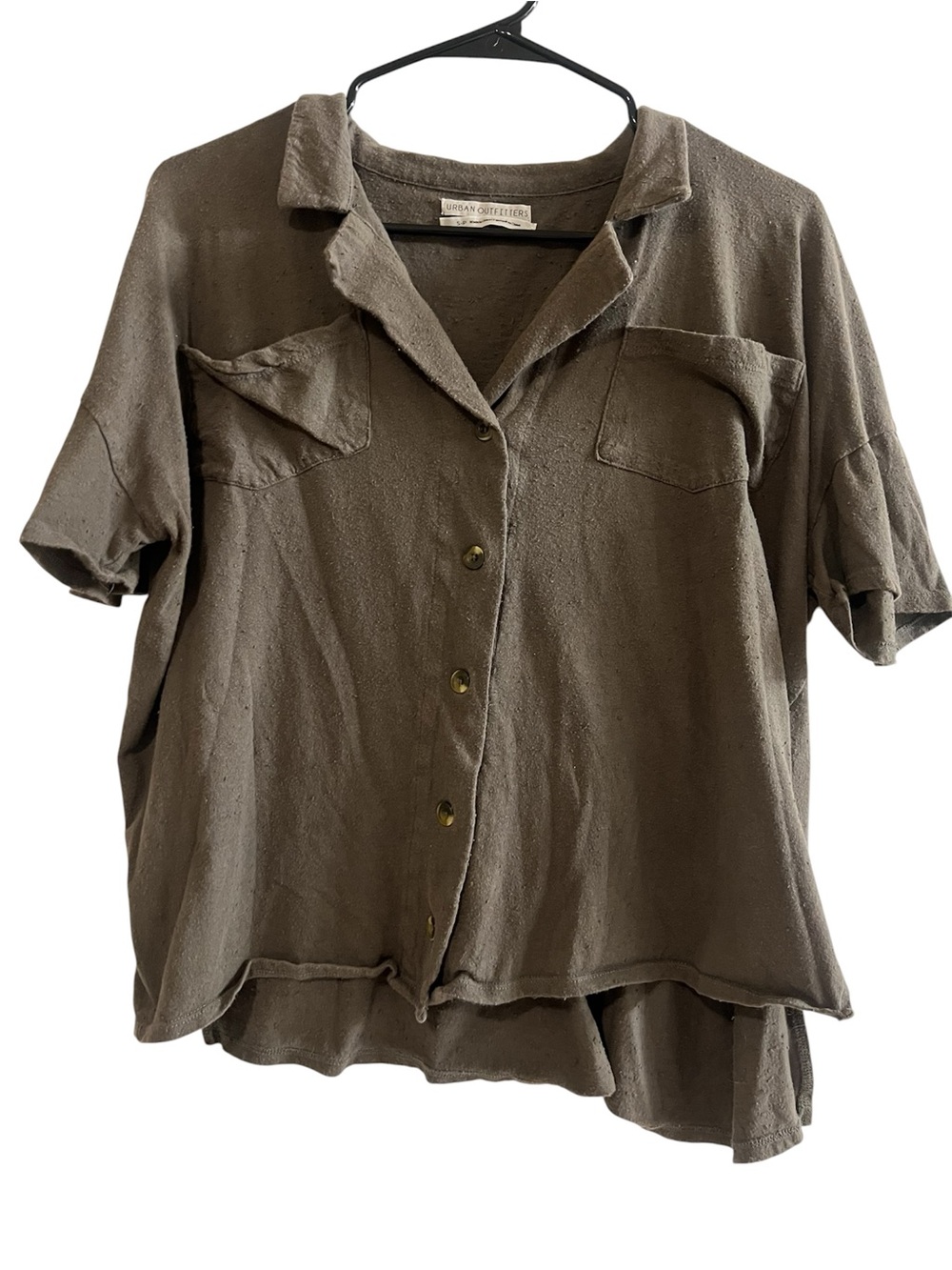 Urban Outfitters Olive Green Short Sleeve Button-Front Shirt - Size Small
